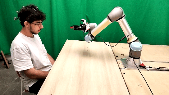 Live experiment footage showing the camera viewpoint setup.
